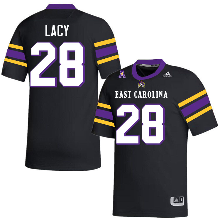 #28 DeJuan Lacy East Carolina Pirates College Football Jersey Stitched-Black